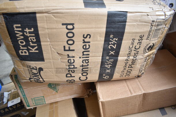 PALLET LOT of 26 BRAND NEW Boxes Including 347RPBD10WHS Visions 10" White Plastic Plate with Silver Bands - 120/Case, 5014046XXH Lavex Pro 45 Gallon 3 Mil 40" x 46" Low Density Heavy-Duty Industrial Contractor Black Trash Bag / Can Liner - 50/Case, 612605070 Choice Full Size Foil Steam Table Pan Deep 3 3/8" Depth - Full Size Deep - 50/Case, 500CC16 Choice Clear PET Customizable Plastic Cold Cup - 16 oz. - 1000/Case, 2 Box 129MCS28B Choice 28 oz. Black Rectangular Microwavable Heavy Weight Container with Lid 8 3/4" x 6 1/4" x 1 3/4" - 150/Case, 500L1020B Choice Black Hot Paper Cup Travel Lid for 10-24 oz. Standard Cups and 8 oz. Squat Cups - 1000/Case, 9CPWCR Dart 9" 3 Compartment White Non-Laminated Round Foam Plate - 500/Case, 5014347HVY Hercules Trash Bags, 999P400C Choice 4 oz. Clear Plastic Souffle Cup / Portion Cup - 100/Pack, 600WS1236 Regency 18 Gauge Stainless Steel 12" x 36" Solid Wall Shelf, 795PTOKFT8 Choice Kraft Microwavable Folded Paper #8 Take-Out Container 6" x 4 3/4" x 2 1/2" - 300/Case, 966TALLFLDB Choice White Tall-Fold 6" x 13" Dispenser Napkin - 8000/Case. 26 Times Your Bid!  - Image 10 of 12