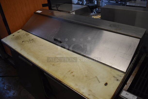 McCall Stainless Steel Commercial Sandwich Salad Prep Table Bain Marie Mega Top on Commercial Casters. One Caster and One Door Need To Be Reattached. 115 Volts, 1 Phase. 59x30x43. Tested and Powers On But Temps at 41 Degrees - Image 2 of 7