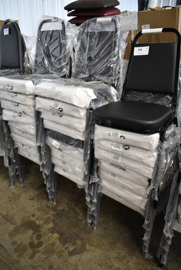 56 BRAND NEW SCRATCH AND DENT! Lancaster Table & Seating 164CHAIRBKBK Black Stackable Chair with 2" Padded Seat. 56 Times Your Bid!  - Image 7 of 7