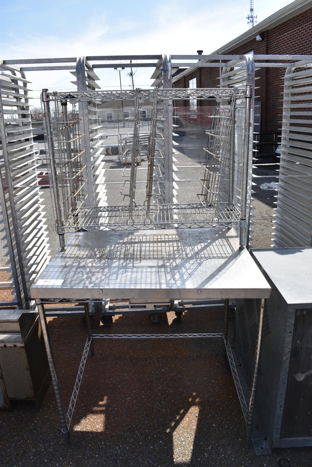Metal Table w/ Metro Style Shelving Unit. 36.5x30.5x64 - Image 1 of 5