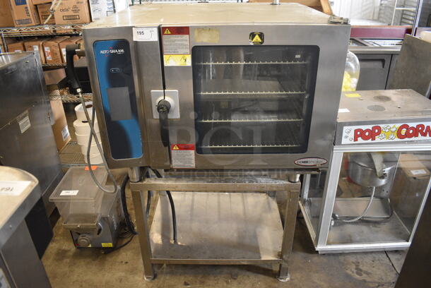 2014 Alto Shaam Model 7.14 ES Stainless Steel Commercial Electric Powered Combitherm Convection Oven w/ View Through Door and Metal Oven Racks on Equipment Stand. 208-240 Volts, 3 Phase. 45x44x61 - Image 2 of 9