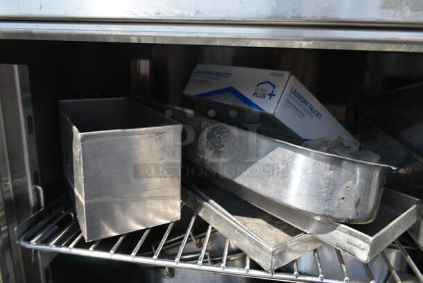 Stainless Steel 2 Door Portable Cabinet on Commercial Casters w/ Contents Including Stainless Steel Drop In Bins and Bowls.  - Image 5 of 12
