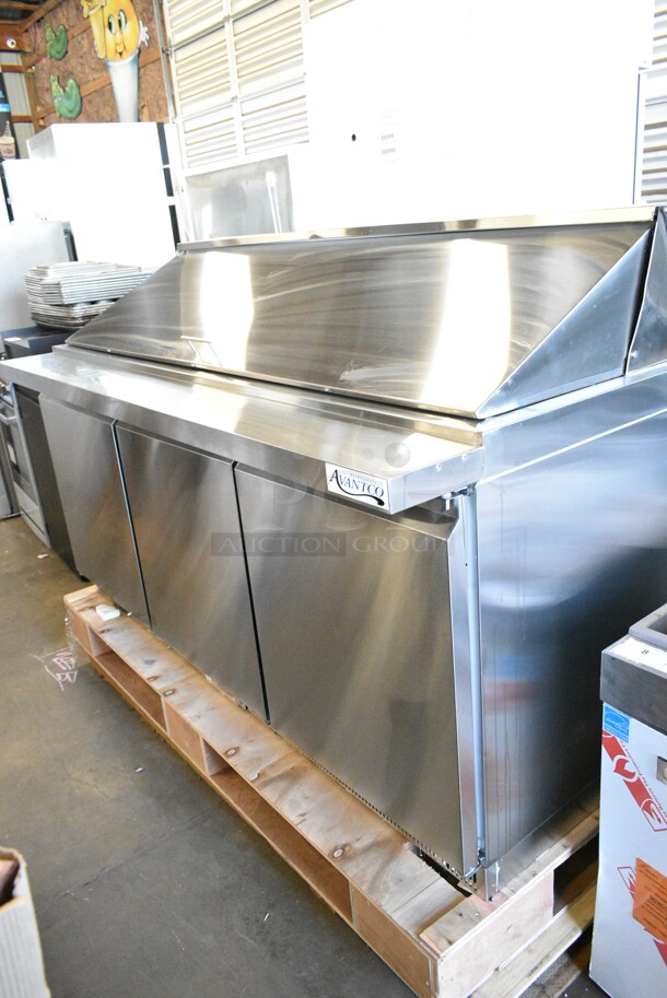 BRAND NEW SCRATCH AND DENT! 2023 Avantco 178ZPT71MHC Stainless Steel Commercial 71" 3 Door Front Breathing Mega Top Refrigerated Sandwich Prep Table. 115 Volts, 1 Phase. Tested and Working! - Image 3 of 11