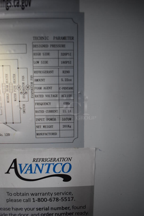 Avantco 178A49FHC Stainless Steel Commercial 2 Door Reach In Freezer w/ Poly Coated Racks on Commercial Casters. 115 Volts, 1 Phase. Tested and Does Not Power On - Image 6 of 8