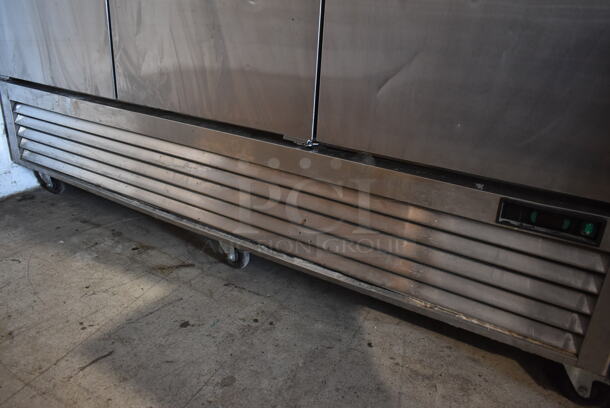 2020 Migali C-3FB-HC Stainless Steel Commercial 3 Door Reach In Freezer w/ Poly Coated Racks on Commercial Casters. 115/208-240 Volts, 1 Phase. Tested and Working! - Image 8 of 9