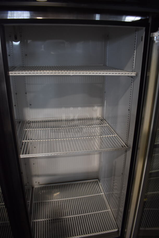 True GDM-49 Two Section Reach-In Floor Standing Glass Door Merchandiser Cooler In Black With Polycoated Racks. 115V, 1 Phase. Tested And Working - Image 2 of 3