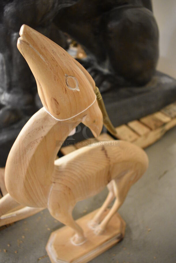 AFRICAN FOLK ART Style Wooden Gazelle Statue. Made In Italy - Image 4 of 6