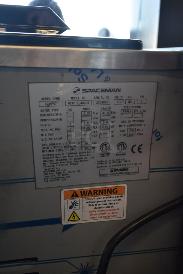 BRAND NEW SCRATCH AND DENT! 2023 Spaceman 6210-C Stainless Steel Commercial Countertop Air Cooled Single Flavor Soft Serve Ice Cream Machine with 1 Hopper. 110 Volts, 1 Phase.  - Image 7 of 7