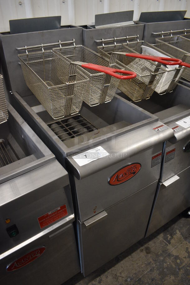 2021 Avantco Model FF400-P Stainless Steel Commercial Floor Style Propane Gas Powered 50 Pound Capacity Deep Fat Fryer w/ 2 Metal Fry Baskets. 120,000 BTU. 15.5x30x47 - Image 2 of 6