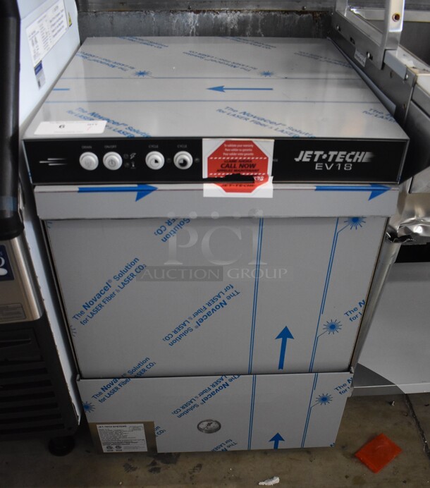 BRAND NEW! Jet Tech EV-18 Stainless Steel Commercial Undercounter High Temperature Hi Temp Undercounter Dishwasher. 208-240 Volts, 1 Phase. 