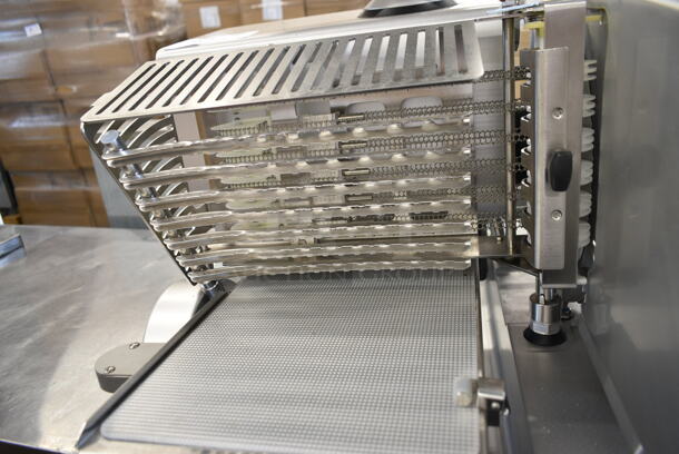 2021 Bizerba VSI330 F Stainless Steel Commercial Floor Style Meat Slicer Stacker. 120 Volts, 1 Phase. Tested and Stack Function and Screen Powers On But Requires Connection to Network / Admin Override From Bizerba Support To Work - Image 4 of 10