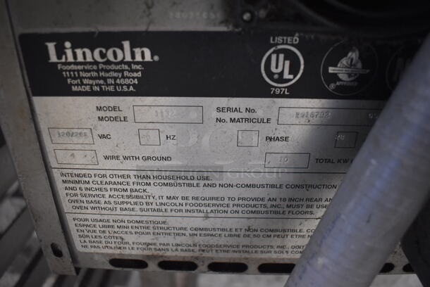 2 Lincoln Impinger 1132 Stainless Steel Commercial Electric Powered Conveyor Pizza Oven on Commercial Casters. 120/208 Volts, 3 Phase. 60x37x60. 2 Times Your Bid! - Image 8 of 9