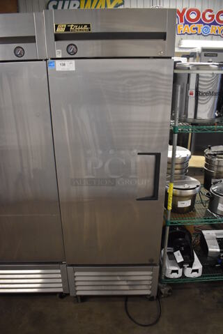 2014 True T-23F ENERGY STAR Stainless Steel Commercial Single Door Reach In Freezer on Commercial Casters. 115 Volts, 1 Phase. 27x30x83. Tested and Working!
