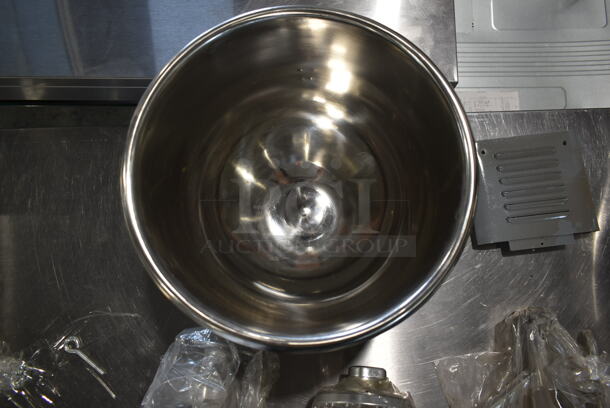 ALL ONE MONEY! Lot of BRAND NEW! Mixer Items; Stainless Steel Mixing Bowl, Bowl Guard, Paddle, Whisk and Dough Hook Attachment. - Image 6 of 6