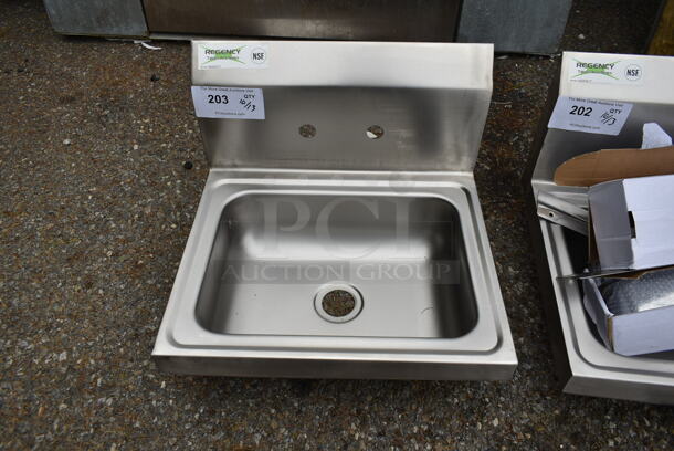 BRAND NEW SCRATCH AND DENT! Regency 600HS17 Stainless Steel Commercial Single Bay Wall Mount Sink w/ Faucet and Wall Mount. - Image 3 of 6