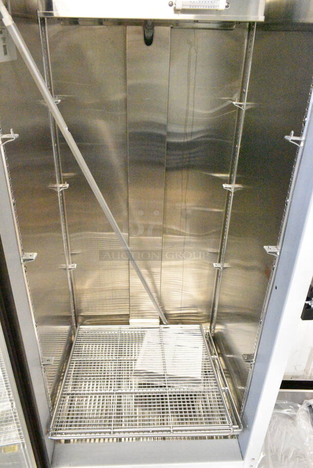 BRAND NEW SCRATCH AND DENT! Beverage Air MMF12HC-1-WS-18-IQ MarketMax 24" White Glass Door Merchandiser with Stainless Steel Interior, Left-Hinged Door, and Electronic Smart Door Lock. 115 Volts, 1 Phase. Tested and Working! - Image 6 of 10