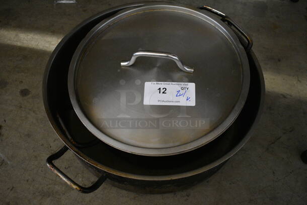 2 Various Metal Stock Pots w/ 1 Lid. Includes 19x19x6. 2 Times Your Bid!