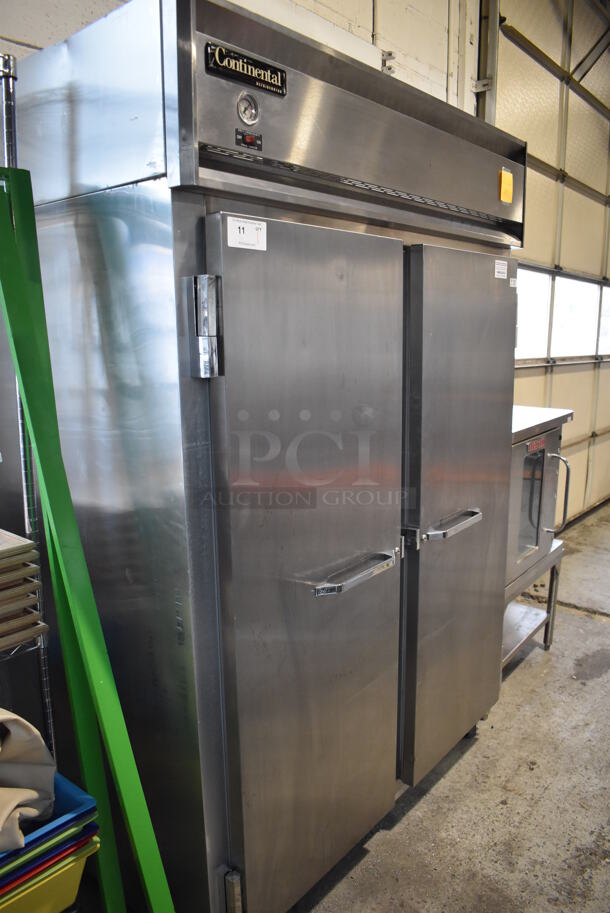 Continental 2RE Stainless Steel Commercial 2 Door Reach In Cooler on Commercial Casters. 115 Volts, 1 Phase. 54x36x82. Tested and Powers On But Does Not Get Cold - Image 3 of 7