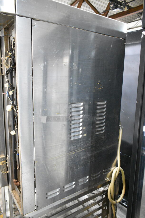 Baxter Stainless Steel Commercial Natural Gas Powered Mini Rotating Rack Oven w/ Lower Double Pan Rack on Commercial Casters. Missing Control Panel. - Image 9 of 11