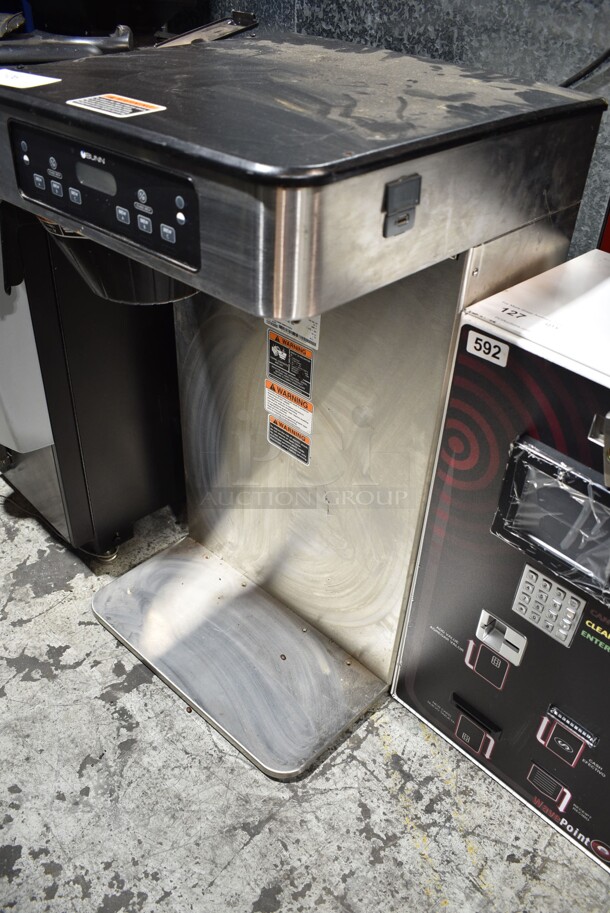 2018 Bunn ICB TWIN Stainless Steel Commercial Countertop Coffee Machine w/ Hot Water Dispenser and Poly Brew Basket. 120/240 Volts, 1 Phase.  - Image 2 of 7