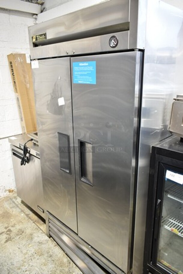 2016 True T-35 Stainless Steel Commercial 2 Door Reach In Cooler w/ Poly Coated Racks. 115 Volts, 1 Phase. Tested and Working! - Image 1 of 5
