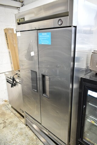 2016 True T-35 Stainless Steel Commercial 2 Door Reach In Cooler w/ Poly Coated Racks. 115 Volts, 1 Phase. Tested and Working!