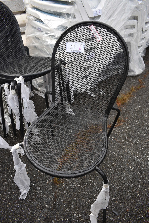 6 BRAND NEW SCRATCH AND DENT! Lancaster Table & Seating Harbor Black Powder Coated Steel Mesh Stackable Outdoor Side Chair. 22x22x36. 6 Times Your Bid! - Image 3 of 5