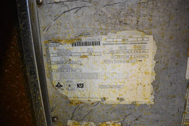 2012 Pitco Frialator SG14 Stainless Steel Commercial 2 Bay Natural Gas Powered Deep Fat Fryer w/ 4 Metal Fry Baskets on Commercial Casters. 110,000 BTU. 31.5x34x48 - Image 9 of 11