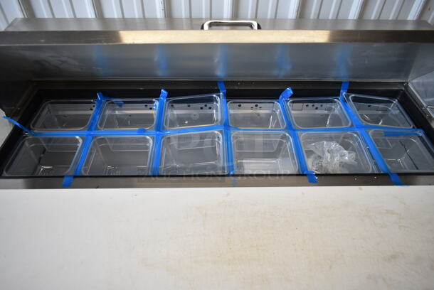 BRAND NEW SCRATCH AND DENT! 2024 True TSSU-48-12-HC Stainless Steel Commercial Sandwich Salad Prep Table Bain Marie Mega Top w/ Commercial Casters. 115 Volts, 1 Phase. Tested and Working! - Image 5 of 10