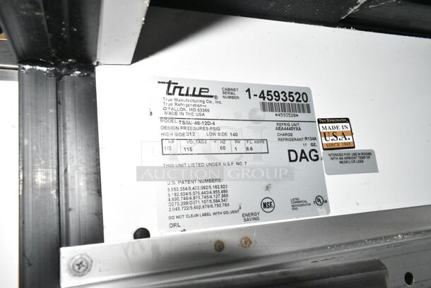 True TSSU-48-12D-4 Stainless Steel Commercial Sandwich Salad Prep Table Bain Marie Mega Top w/ 4 Drawers. 115 Volts, 1 Phase. Tested and Working! - Image 6 of 6