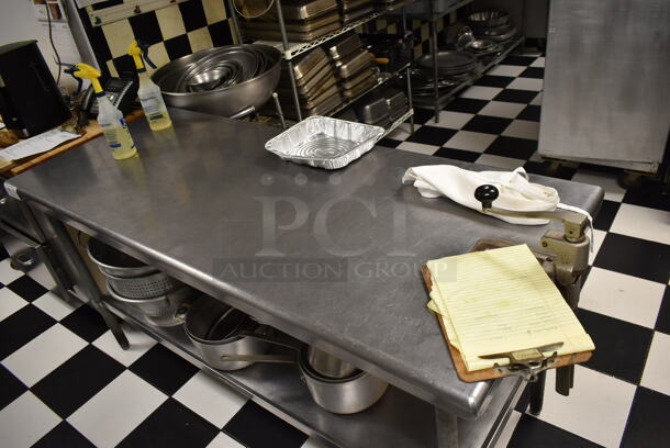 Stainless Steel Commercial Table w/ Mounted Commercial Can Opener and Under Shelf. (kitchen)  - Image 3 of 6