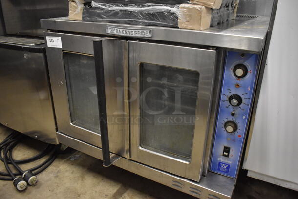 Bakers Pride Stainless Steel Commercial Electric Powered Full Size Convection Oven w/ View Through Doors, Metal Oven Racks and Thermostatic Controls. Comes w/ Legs. 208 Volts, 3 Phase. 38x38x34 - Image 2 of 6