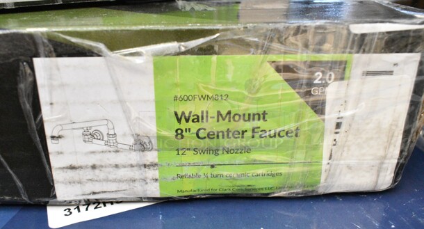 2 BRAND NEW SCRATCH AND DENT! Regency 600FWM812 Wall Mount Faucet with 8" Centers and 12" Swing Spout. 2 Times Your Bid!  - Image 3 of 5