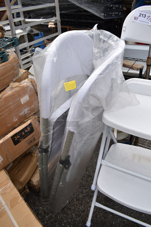 4 BRAND NEW SCRATCH AND DENT! White Poly Folding Chairs. 4 Times Your Bid! - Image 4 of 6