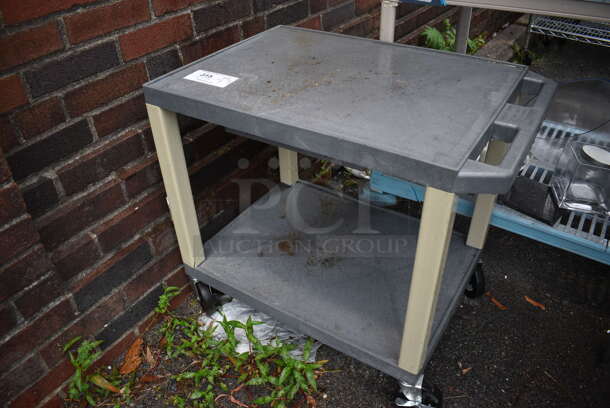 Gray and Tan Poly 2 Tier Cart on Commercial Casters. 27x18x24 - Image 2 of 4