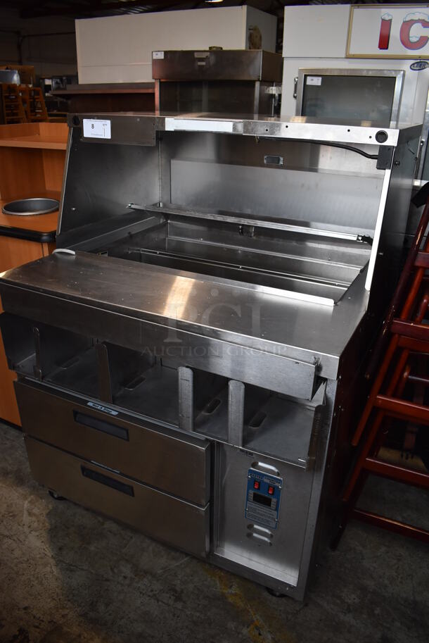 Stainless Steel Commercial Prep Station w/ 2 Drawers on Commercial Casters. 38x36x51. Tested and Working!