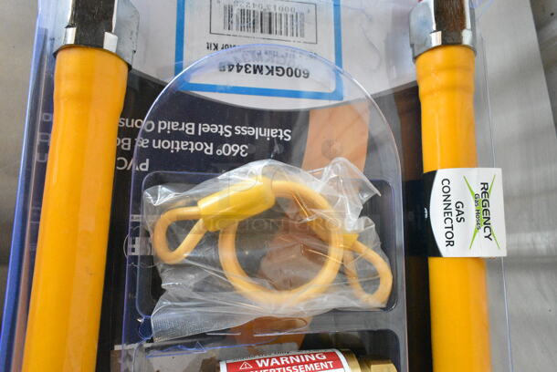 BRAND NEW SCRATCH AND DENT! Regency 600GKM3448 48" Mobile Gas Connector Hose Kit with 2 Elbows, Full Port Valve, Restraining Device, and Quick Disconnect - 3/4" - Image 3 of 5