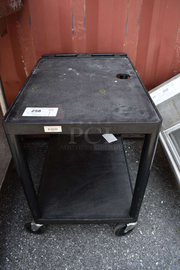 Black Poly Cart w/ Under Shelf on Commercial Casters. 18x27x26