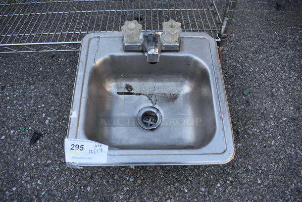 Metal Single Bay Drop In Sink w/ Faucet and Handles. 15x15x10