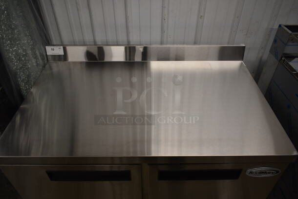 BRAND NEW SCRATCH AND DENT! 2023 KoolMore FWT-2D-12C Stainless Steel Commercial 2 Door Work Top Freezer w/ Back Splash. 115 Volts, 1 Phase. Tested and Working! - Image 2 of 5