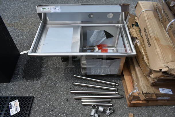 BRAND NEW SCRATCH AND DENT! Regency 600S1181818L Stainless Steel Single Bay Sink w/ Left Side Drain Board. Bay 17x14. Drain Board 19x16 - Image 2 of 8