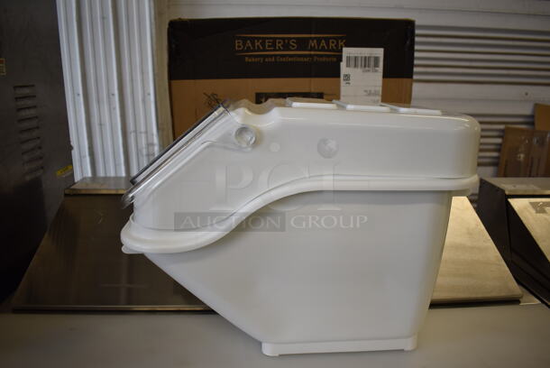 BRAND NEW IN BOX! Bakers Mark White and Clear Poly Ingredient Bin. 11x23x17  - Image 3 of 6