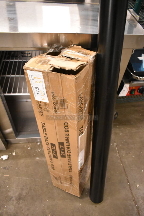 BRAND NEW SCRATCH AND DENT! Lot of 4 Table Columns Including 164TCOLROD25 Lancaster Table & Seating 25 3/16" Standard Height Table Base Column and Rod.  - Image 5 of 8