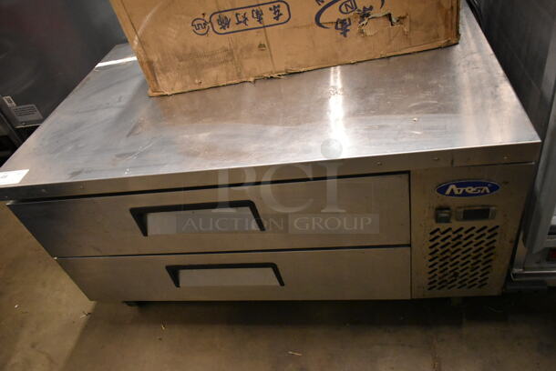 2018 Atosa MGF8450GR Stainless Steel Commercial 2 Drawer Chef Base on Commercial Casters. 115 Volts, 1 Phase. Tested and Working!