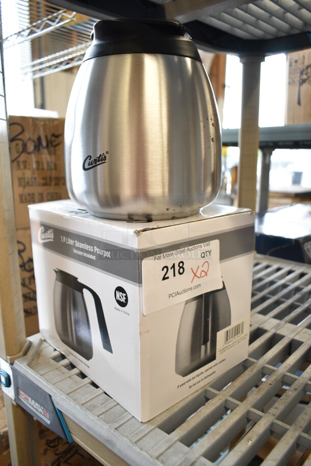 2 BRAND NEW SCRATCH AND DENT! Curtis TFT64F1H126 TFT64 FreshTrac 64 oz. Thermal Stainless Steel Coffee Decanter with Brew Through Lid. 2 Times Your Bid!  - Image 2 of 8