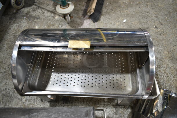 2 Metal Chafing Dish Frames w/ 3 Roll Top Lids. 2 Times Your Bid! - Image 3 of 4