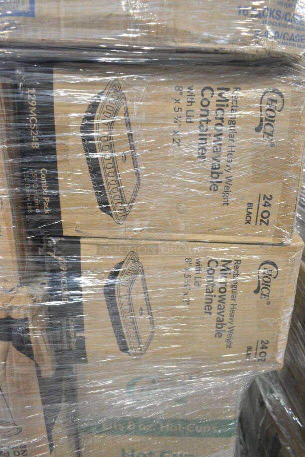 36 BRAND NEW Boxes Including 5008DWALLC Choice 8 oz. Tall Coffee Break Print Smooth Double Wall Paper Hot Cup - 500/Case, 346WSNSM Choice Medium Weight White Wrapped Plastic Spork, Straw, and Napkin Kit - 1000/Case, 500MF963B16 Choice 9" x 6" 1-Compartment Microwaveable Black Mineral-Filled Plastic Hinged Take-Out Container, 130BKFKNSPH Choice Black Heavy Weight Wrapped Plastic Fork and Knife Cutlery Pack with Napkin and Salt and Pepper Packets - 250/Case, 500CC12 Choice Clear PET Customizable Plastic Cold Cup - 12 oz. - 1000/Case, 500TW7 Choice 7 oz. Translucent Thin Wall Plastic Cold Cup - 2500/Case, 130SCB048FL Visions Clear PET Plastic Flat Lid for 24, 32, and 48 oz. Square Bowls - 300/Case, 127RD8BULK Choice 8 oz. Customizable Microwavable Translucent Round Deli Container - 500/Case, 795PTOWHT4 Choice White Microwavable Folded Paper #4 Take-Out Container 7 3/4" x 5 1/2" x 3 1/2" - 160/Case. 36 Times Your Bid!  - Image 11 of 12