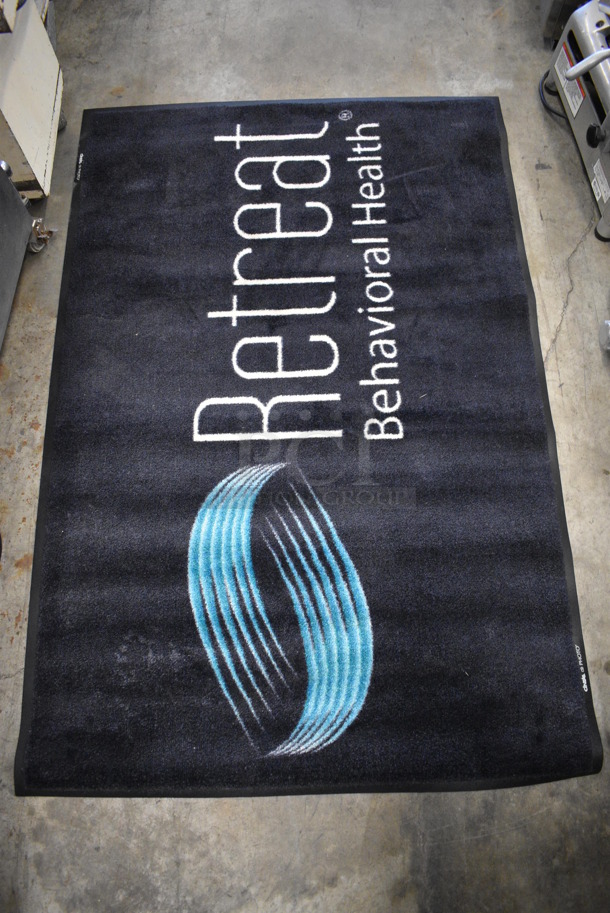 Black Floor Rug w/ Retreat Logo. 66x43