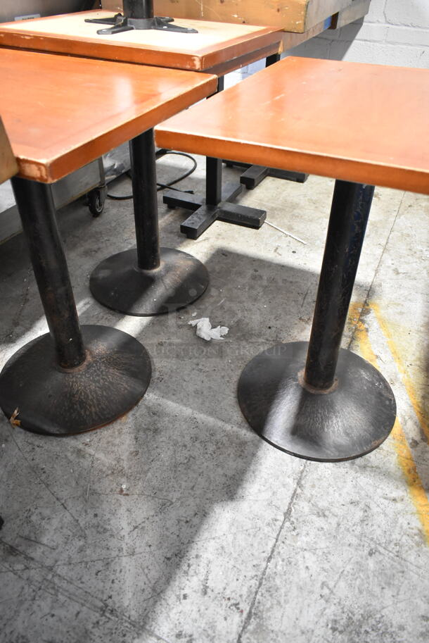 5 Wood Pattern Dining Height Table on Black Metal Table Base. 5 Times Your Bid! - Image 4 of 5