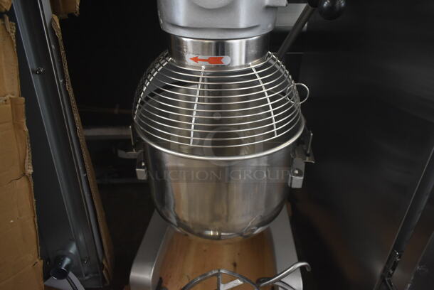 BRAND NEW SCRATCH AND DENT! Galaxy 177GMIX20 Commercial 20 Quart Planetary Dough Mixer w/ Stainless Steel Mixing Bowl, Bowl Guard, Dough Hook and Paddle Attachments. 110 Volts, 1 Phase. Tested and Does Not Power On - Image 4 of 9